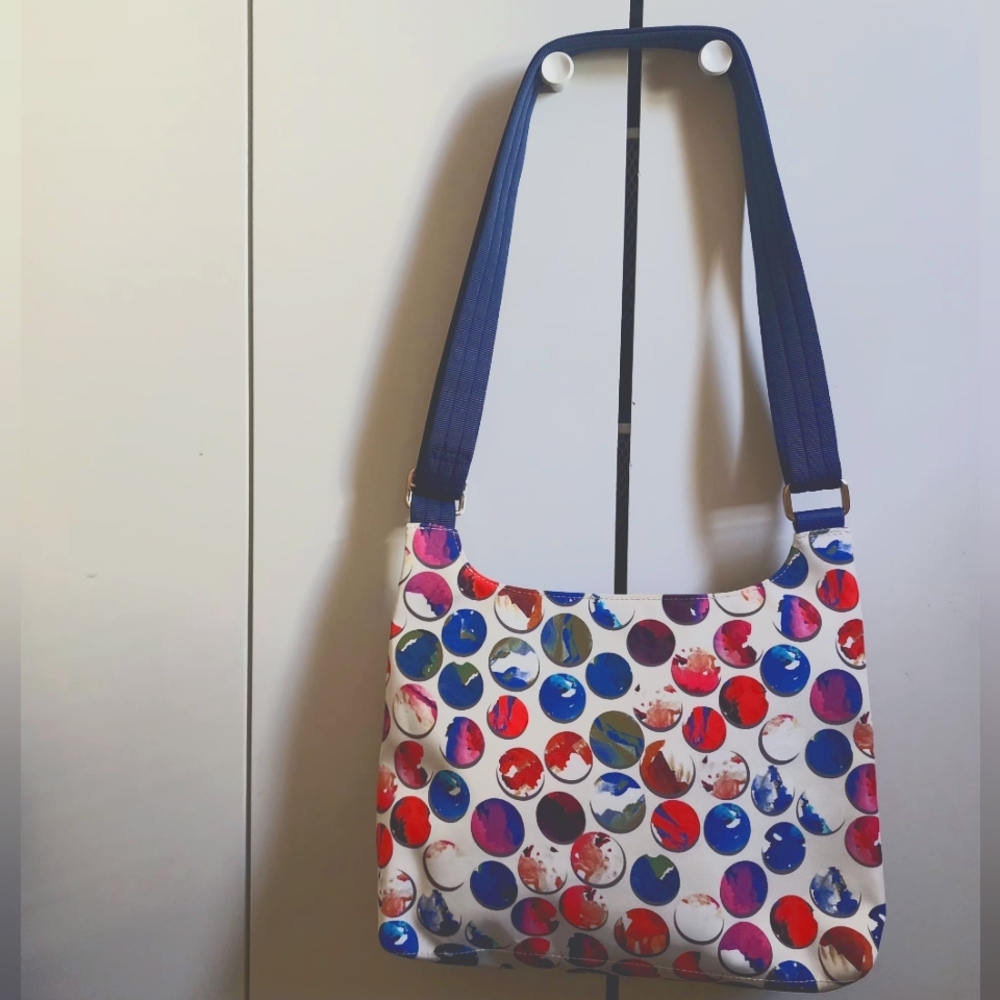 Longchamp Polka Dot Shoulder Bag in Blue and Whitr - Picture 2 of 6